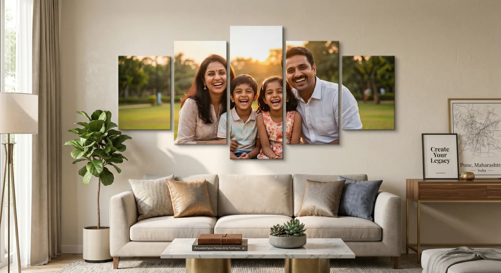 Triptych style five-piece canvas gallery wrap | PrintPosters.in