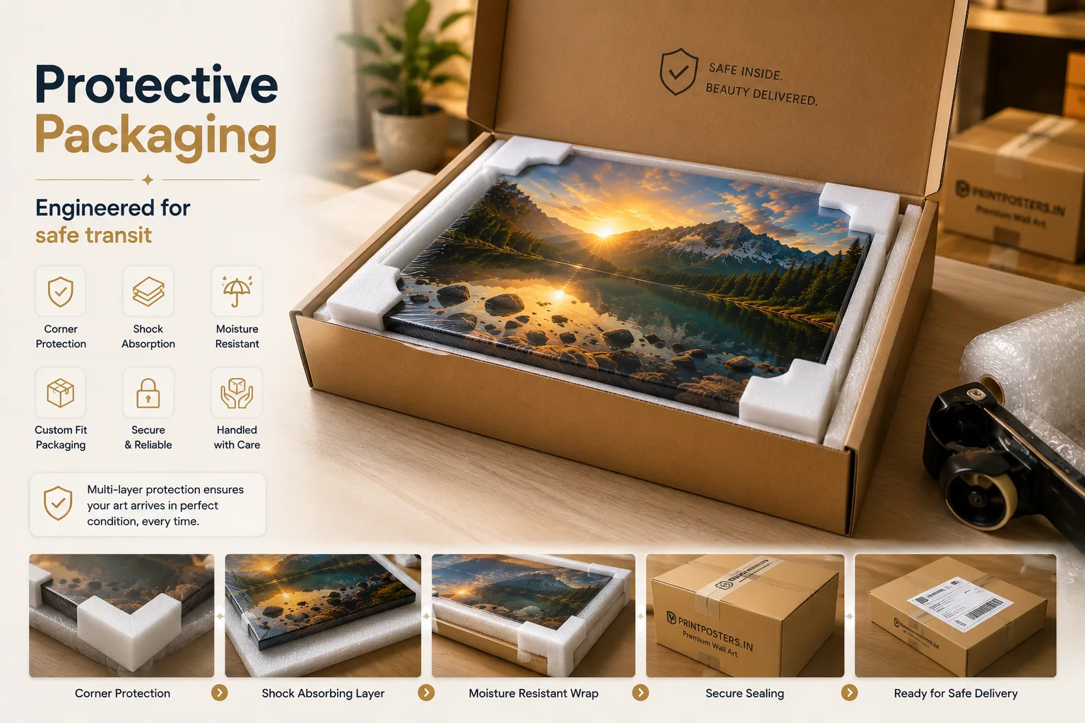 Protective packaging for canvas panels in transit