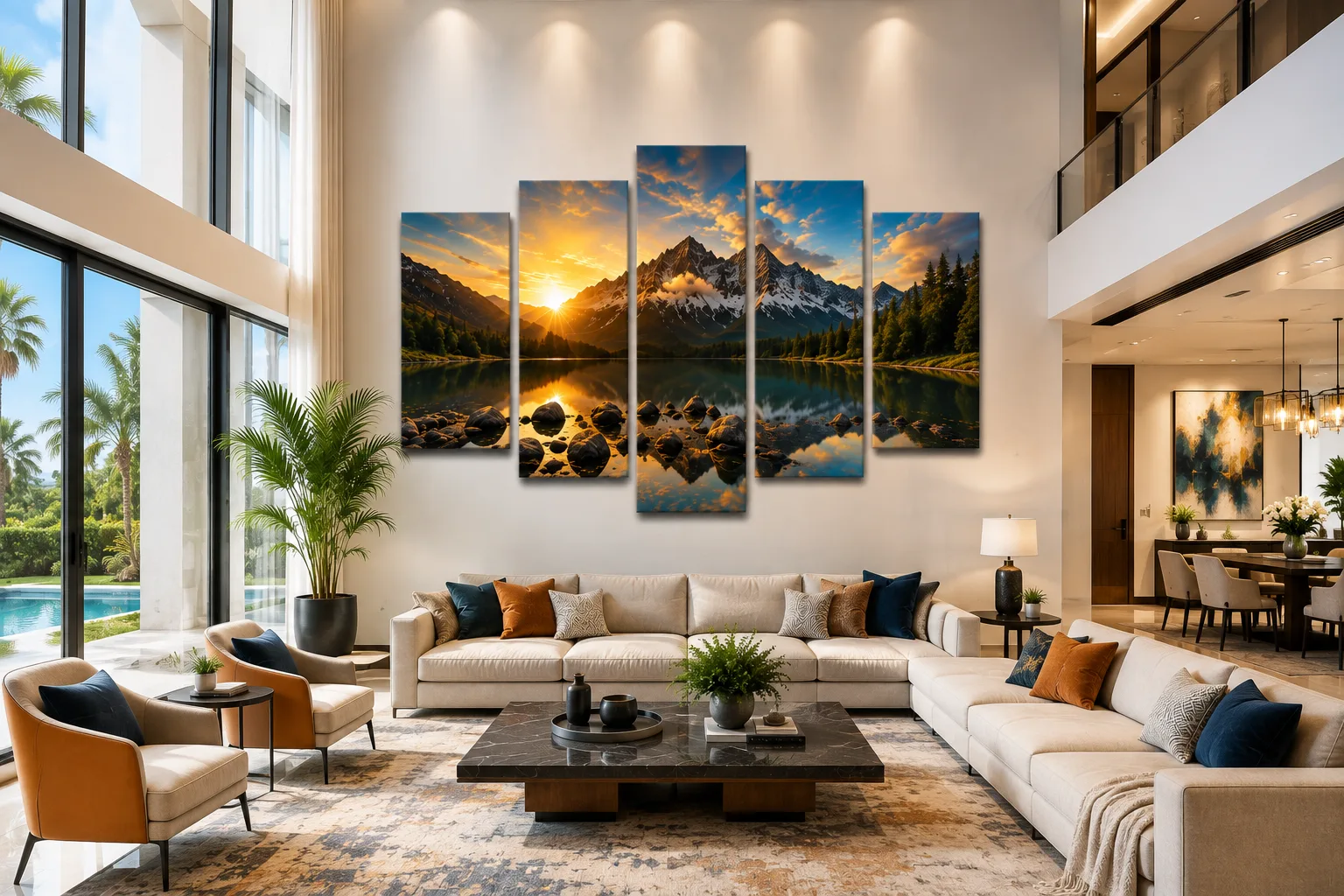 Five-piece canvas in a premium villa interior