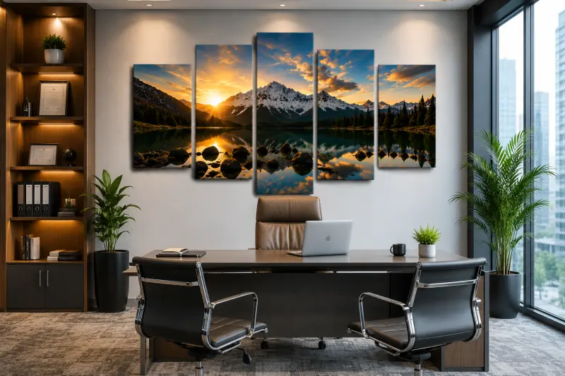 Five-piece canvas on an office focus wall | PrintPosters.in