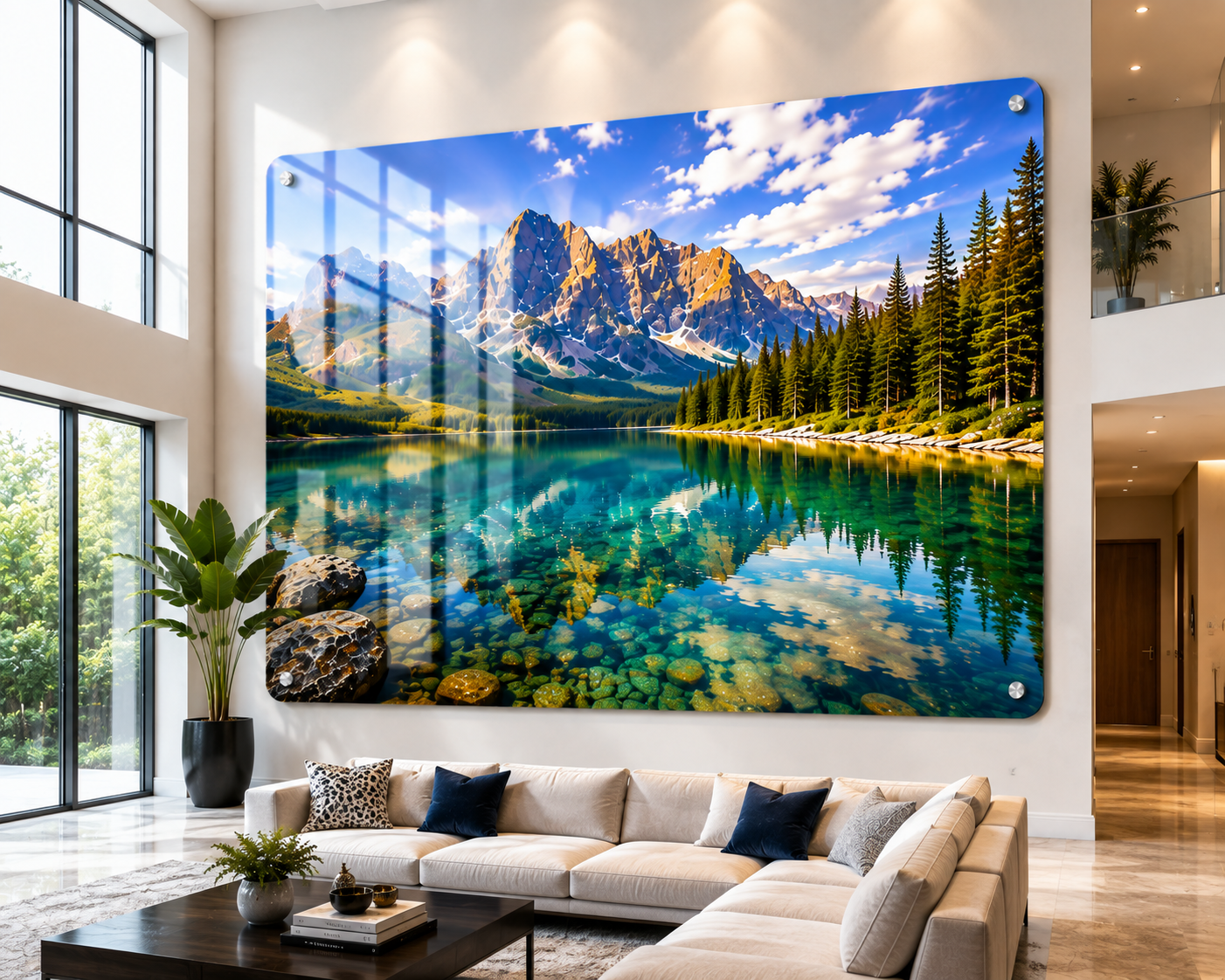 Large 24×36 acrylic photo frame on a feature wall