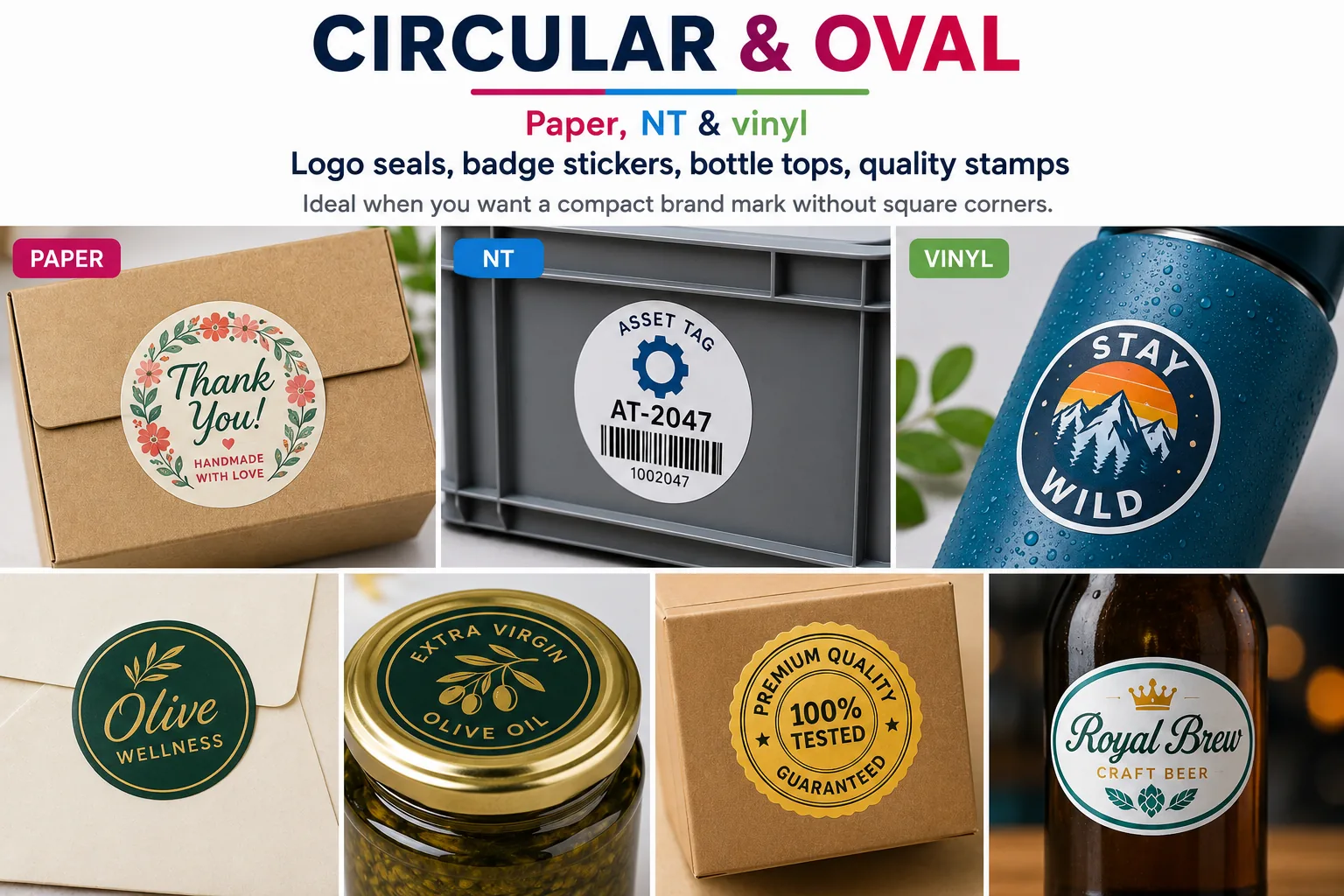 Circular & oval bulk sticker shape example