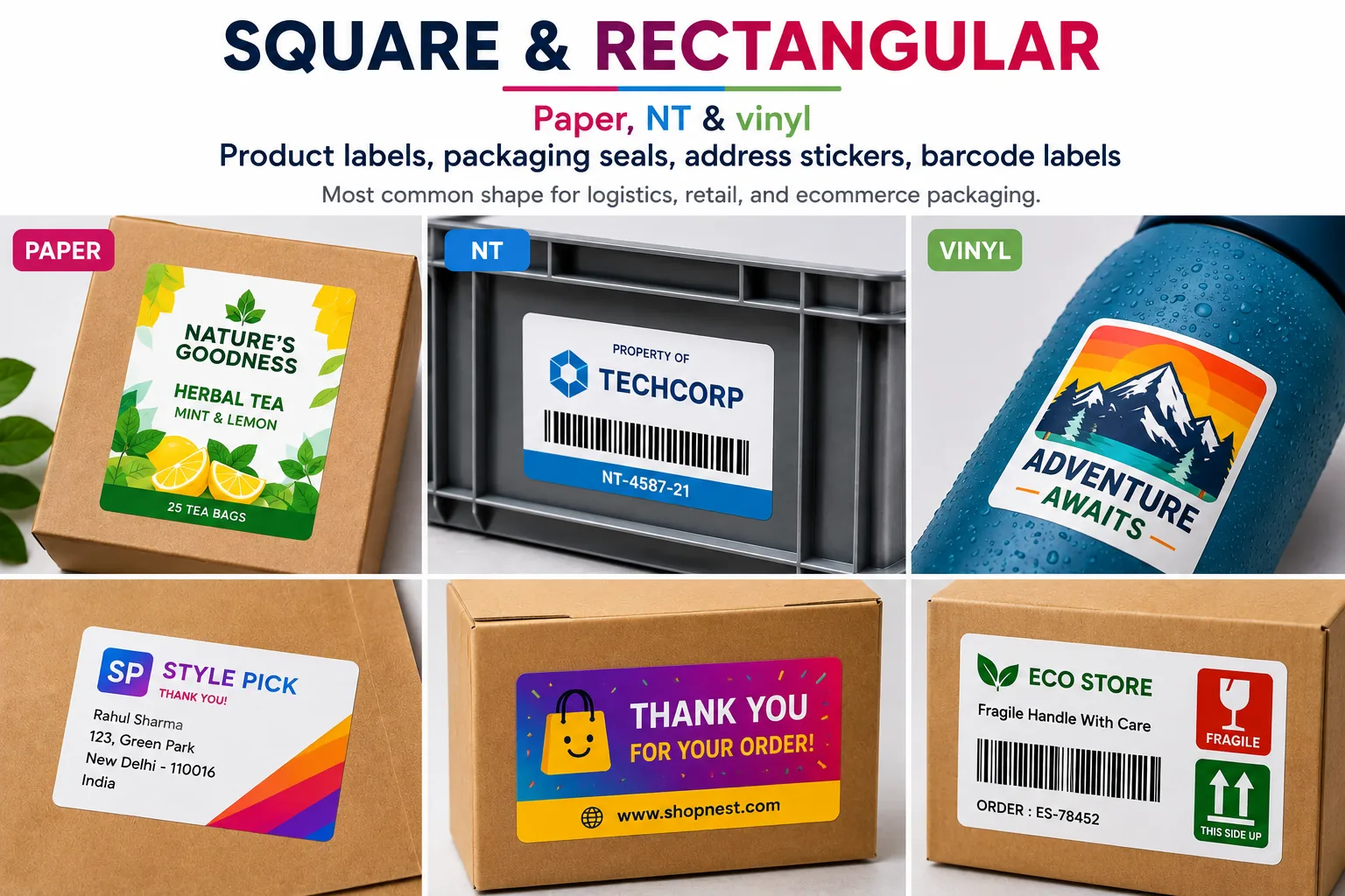 Square & rectangular bulk sticker shape example