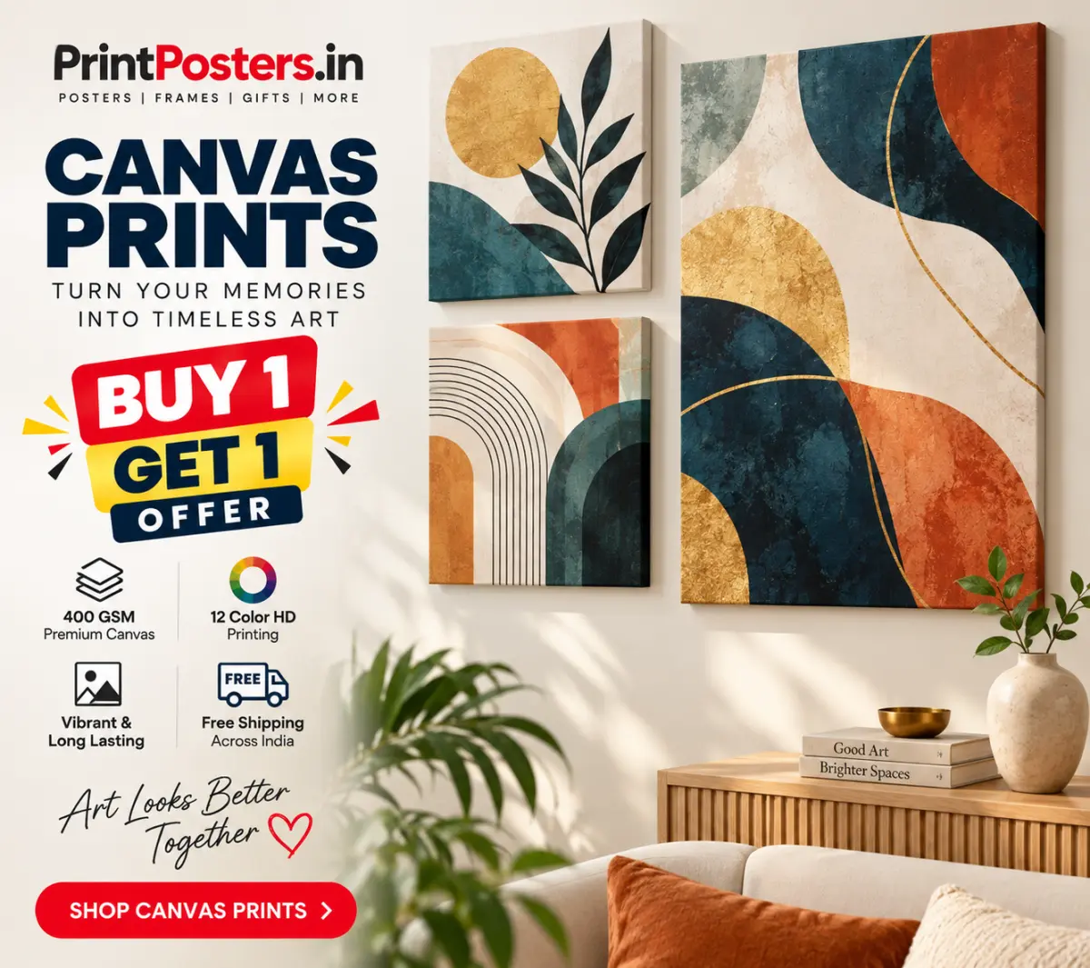 Premium canvas prints on 400 GSM cotton — PrintPosters.in