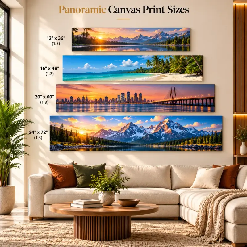 Panoramic canvas print size guide — PrintPosters.in