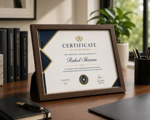 Printed framed certificate after professional printing | PrintPosters.in