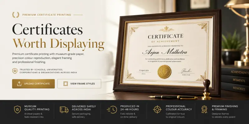 Certificate PDF before professional printing | PrintPosters.in