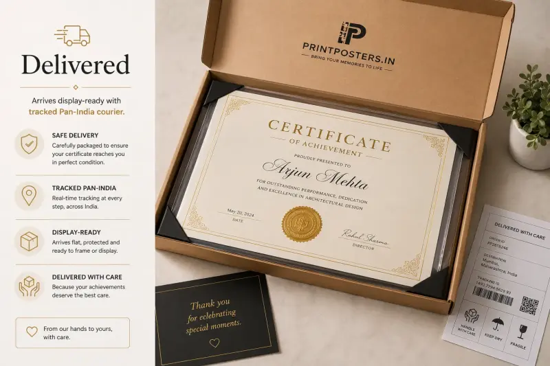 Certificate delivered to customer | PrintPosters.in