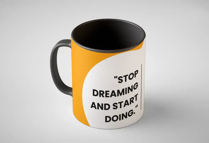 Inside-colour personalised photo mug mockup | PrintPosters.in