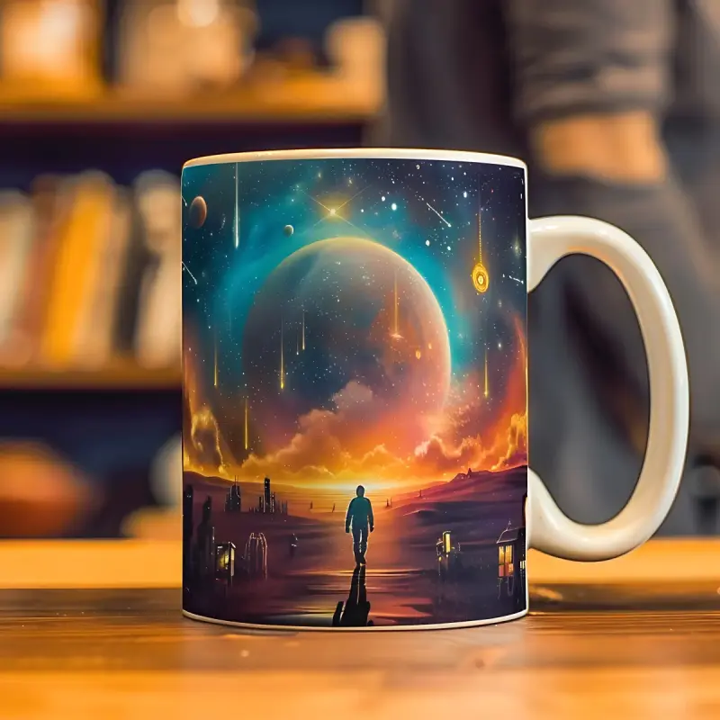 Personalised coffee mug on office desk | PrintPosters.in