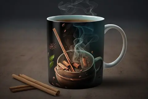 Steaming coffee in personalised photo mug | PrintPosters.in
