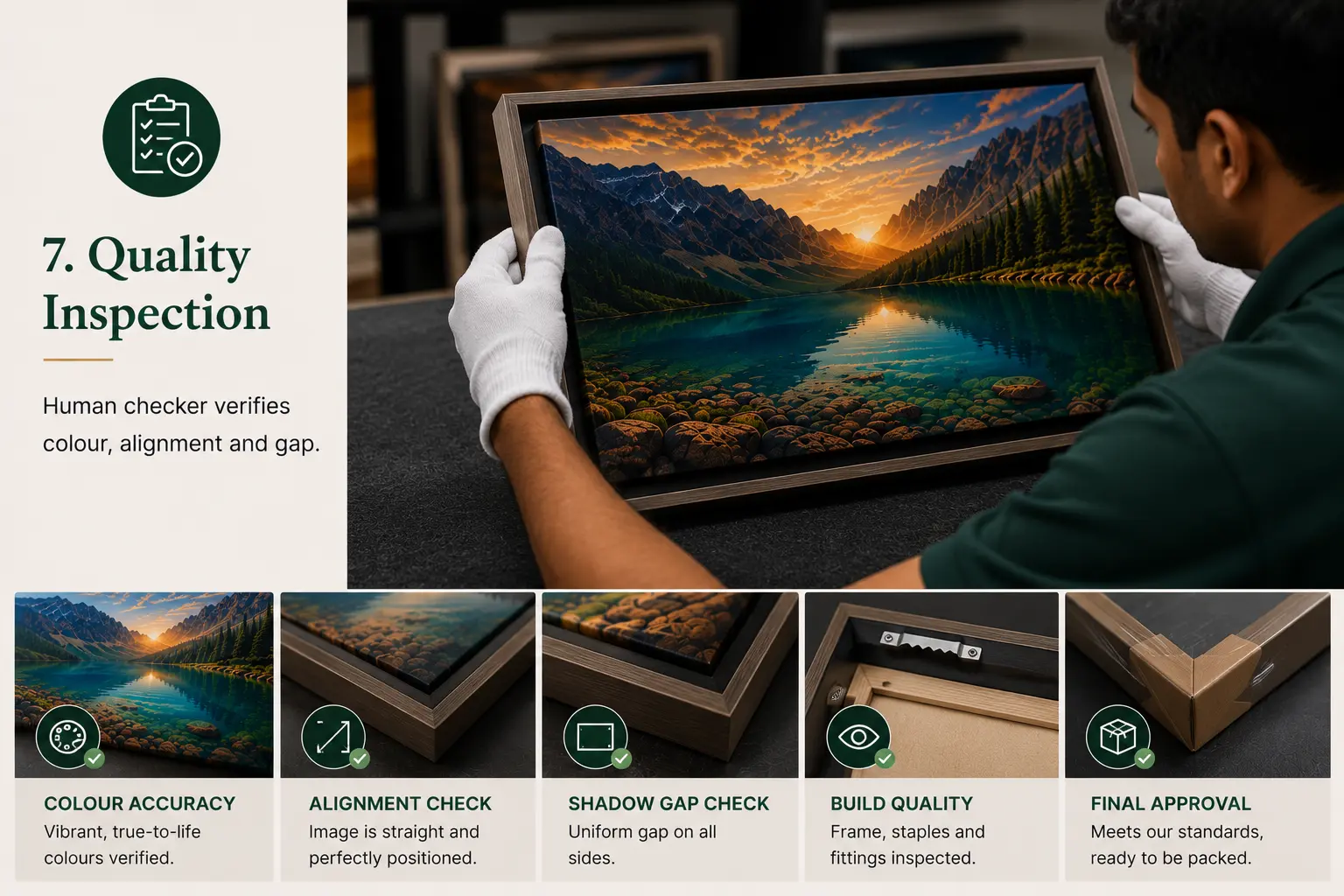 Quality inspection of canvas print