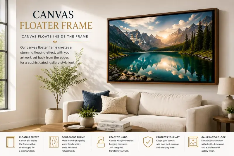 Premium canvas floater frame with shadow gap | PrintPosters.in
