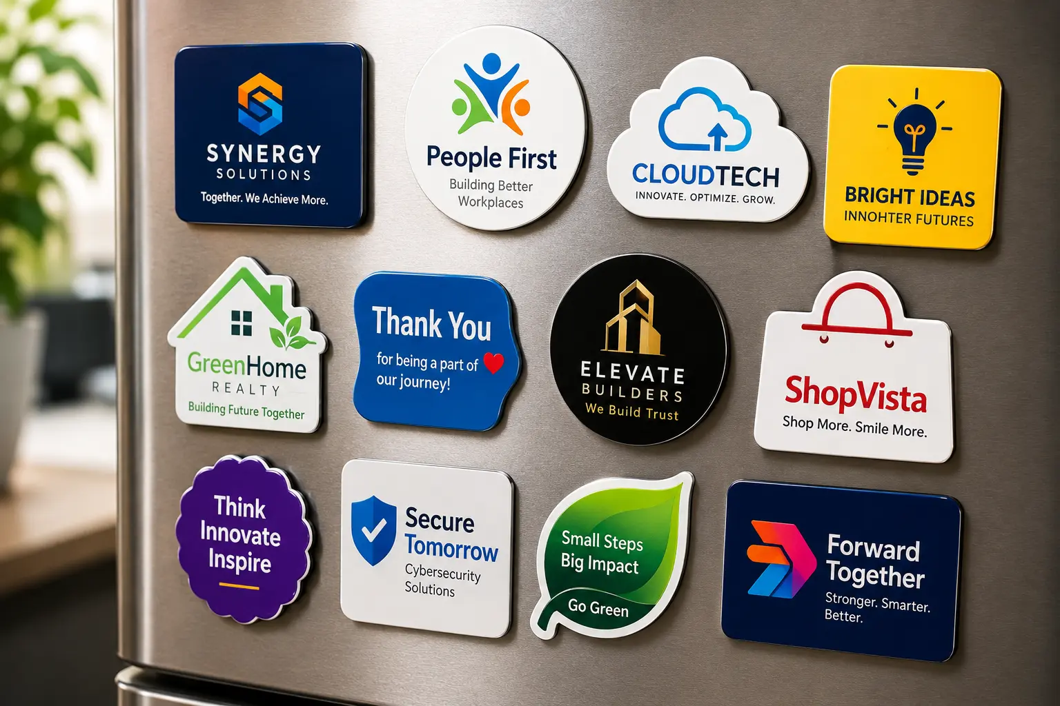 branded corporate logo fridge magnet
