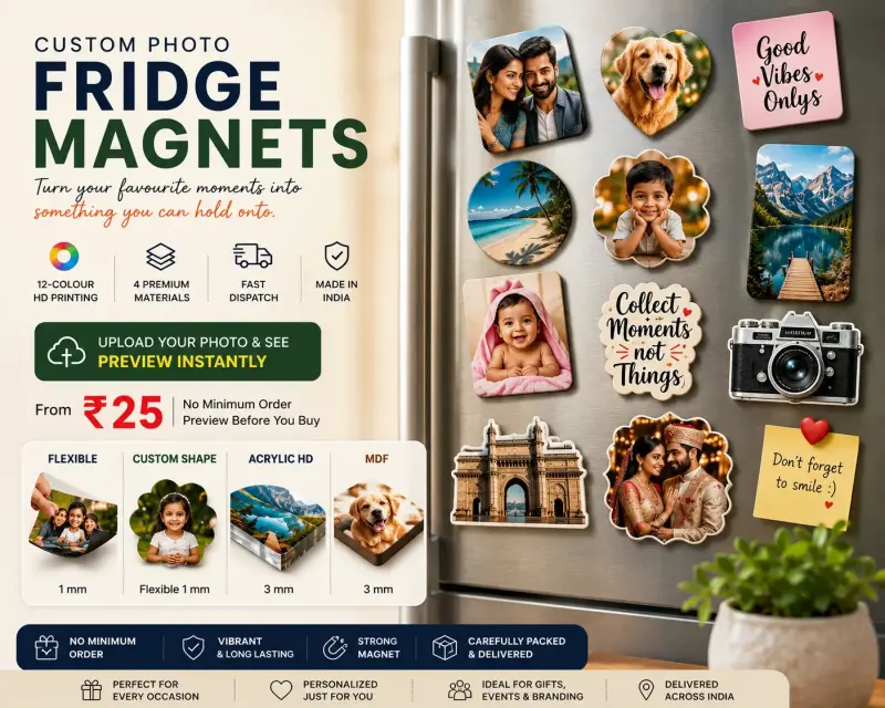 Wedding favour and gift photo fridge magnets — PrintPosters.in