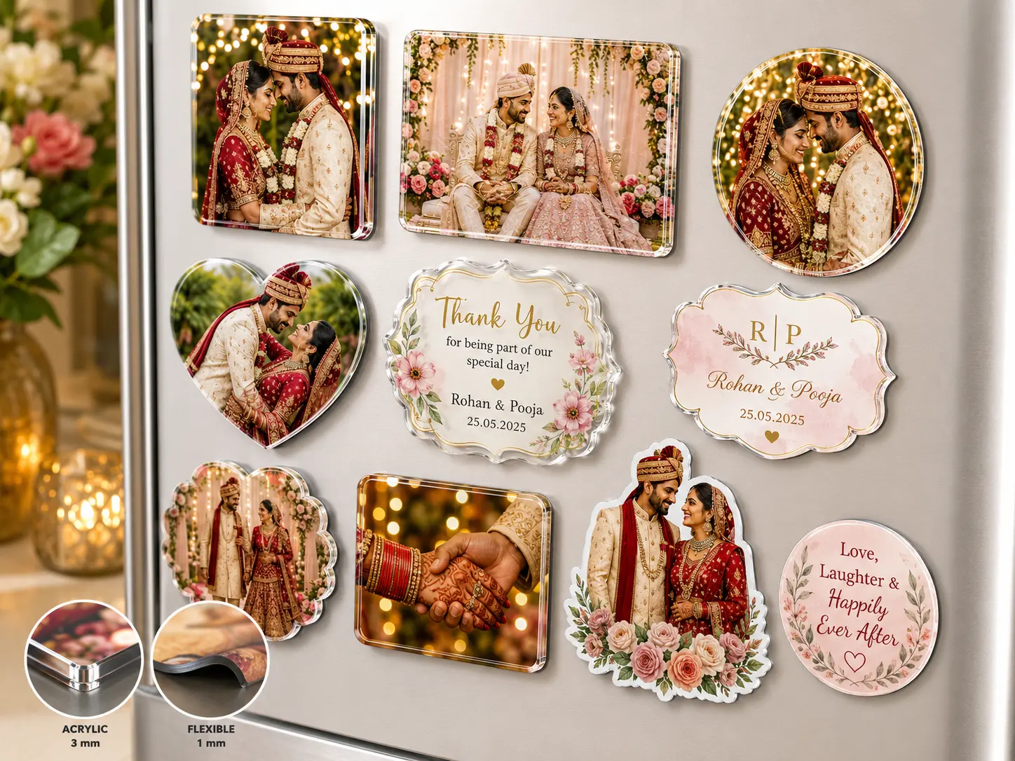 wedding favour photo fridge magnets