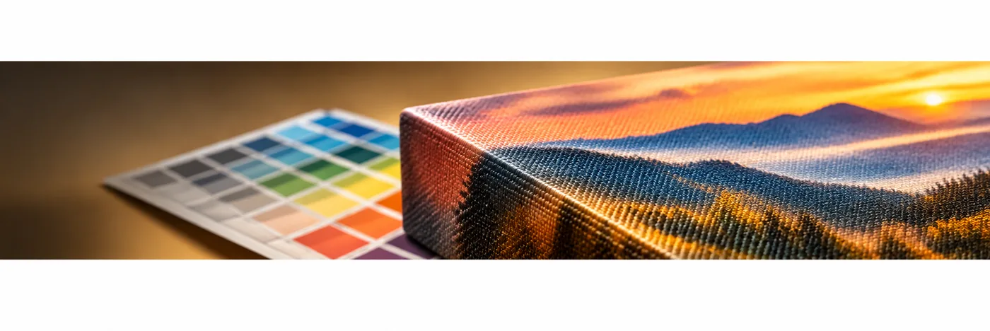 Canvas print with colour chart for colour-managed printing