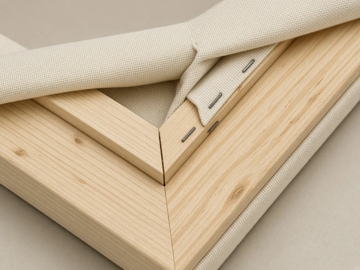 Pine wood stretcher bars for gallery-wrap canvas
