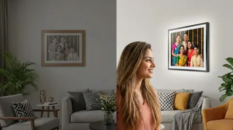 Customer living room LED frame | PrintPosters.in