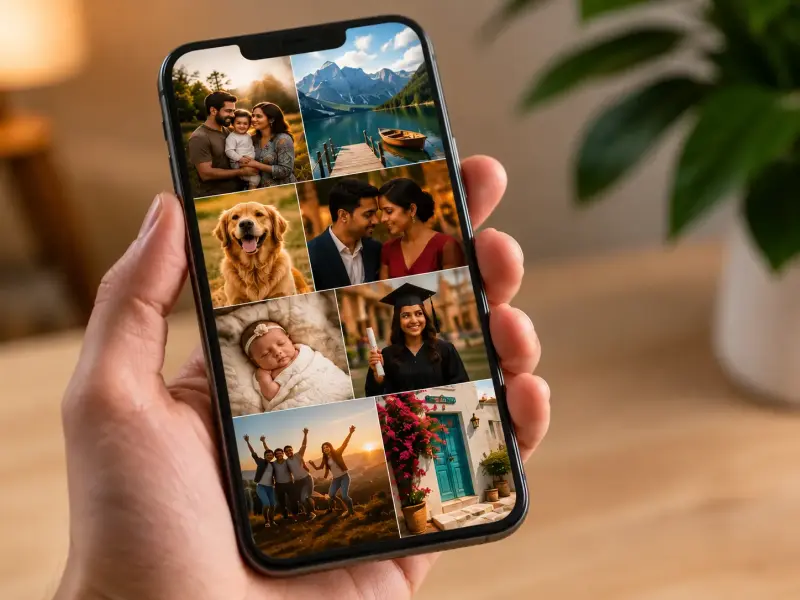 Photo memories on a phone screen