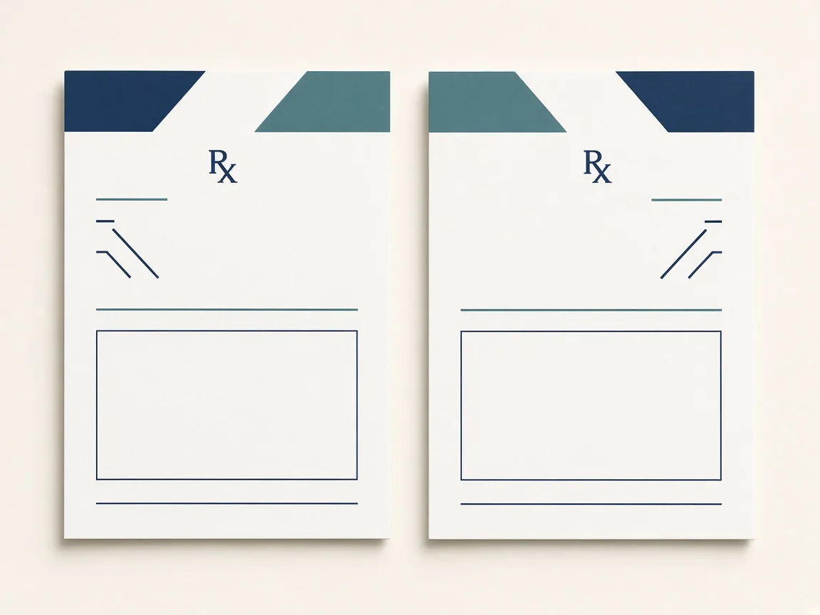 Front and back layout examples for a custom prescription writing pad